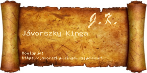 Jávorszky Kinga névjegykártya